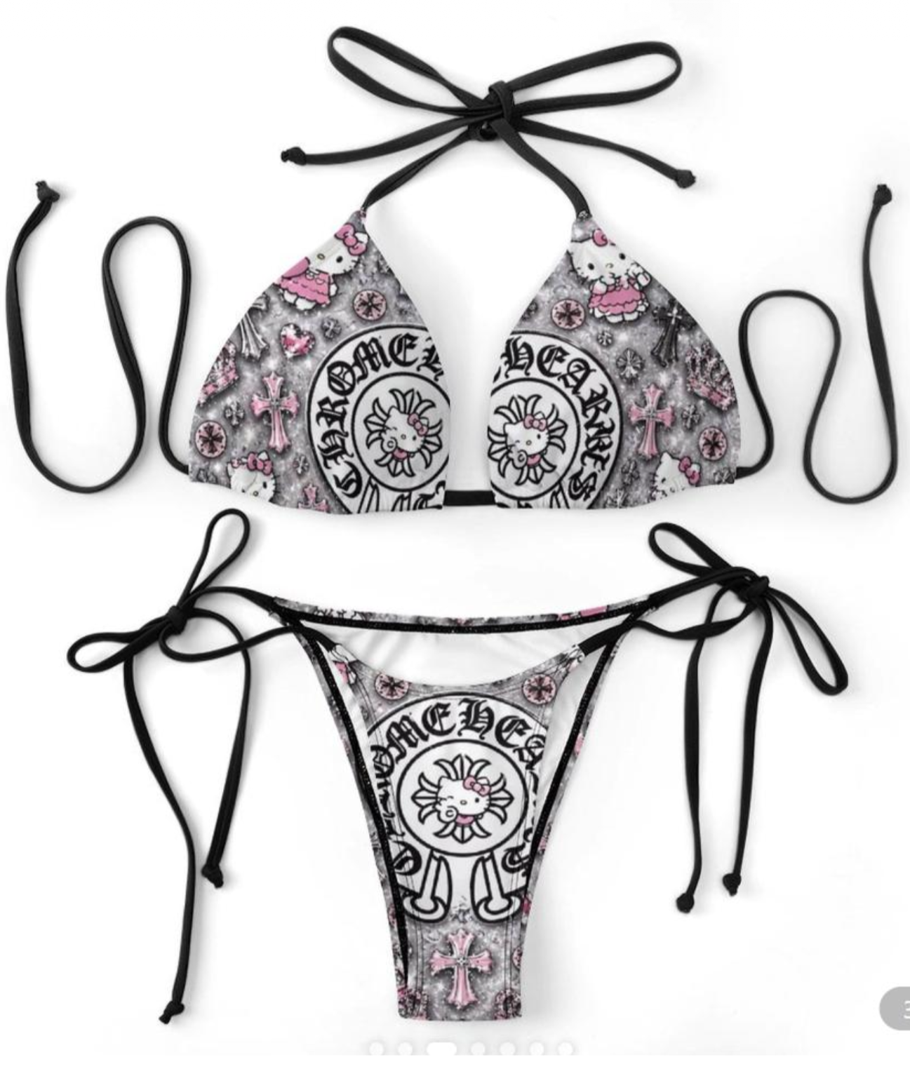 Grey x Chrome Hearts Bikini Set