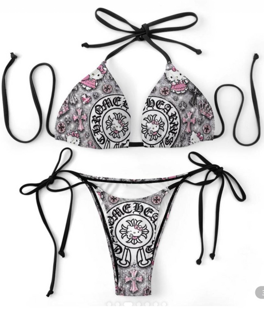 Grey x Chrome Hearts Bikini Set