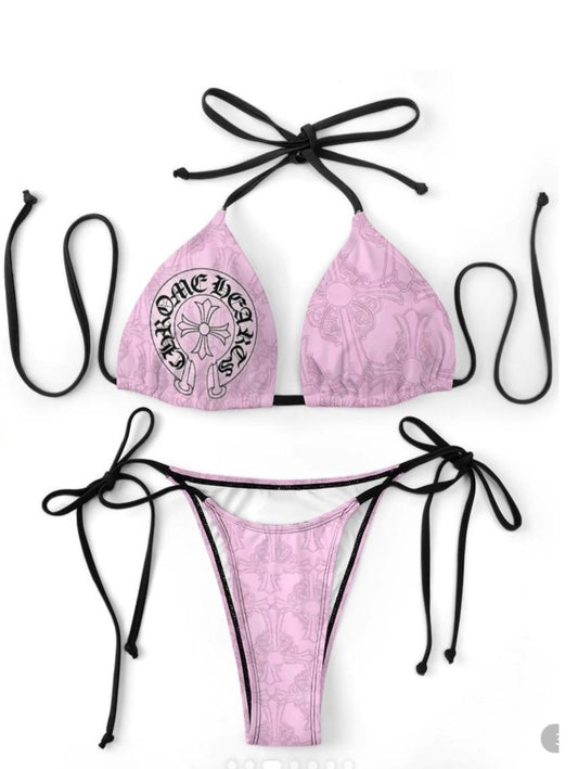 Light Pink x Chrome Hearts Bikini Set