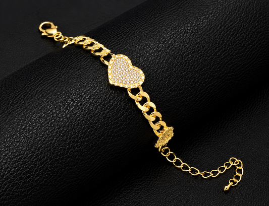 Pink Heart Link Braclet